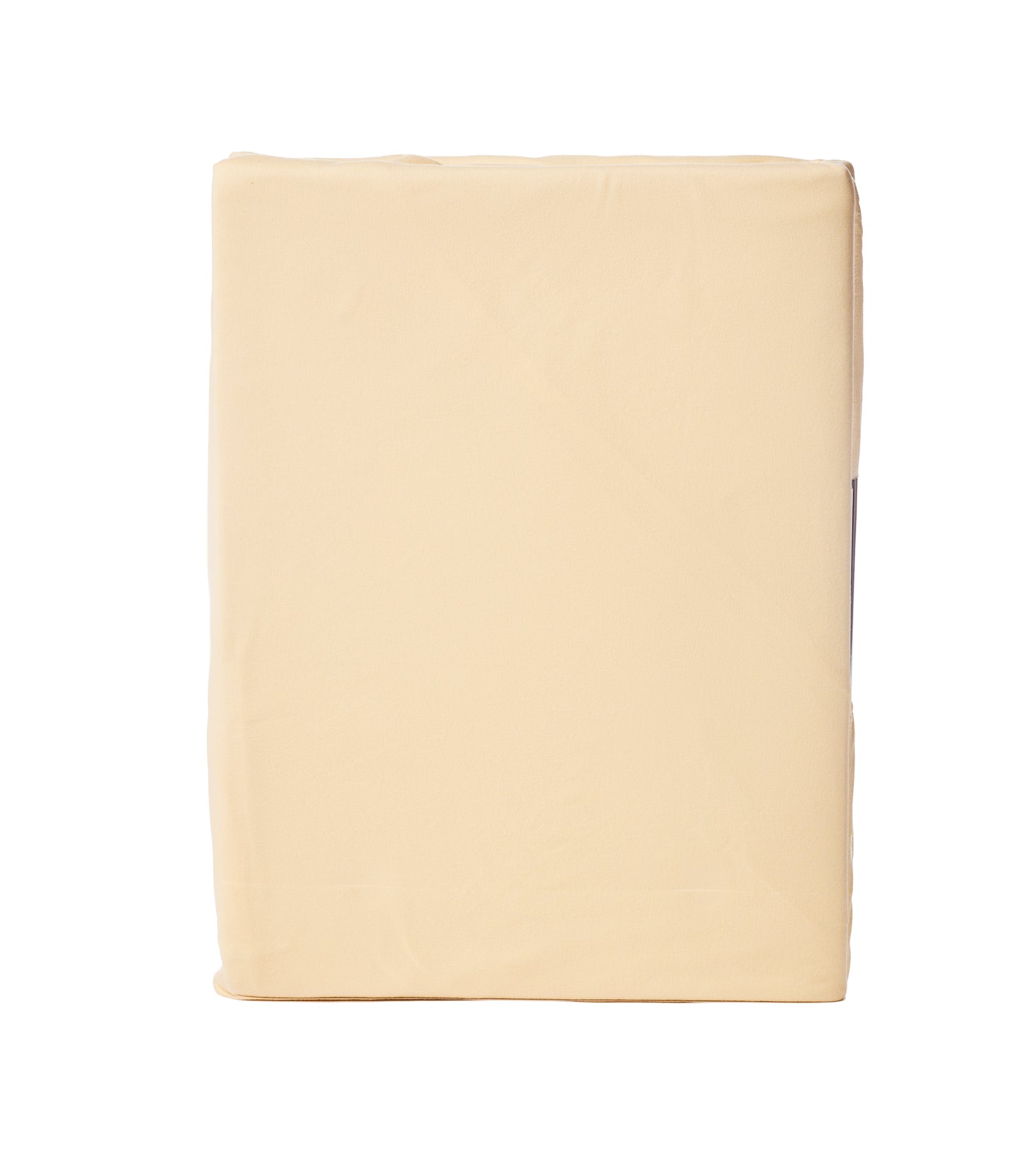 An alternate view of the light yellow fitted sheet, possibly showing it spread on a bed or from a different angle, highlighting its light yellow color and soft texture.